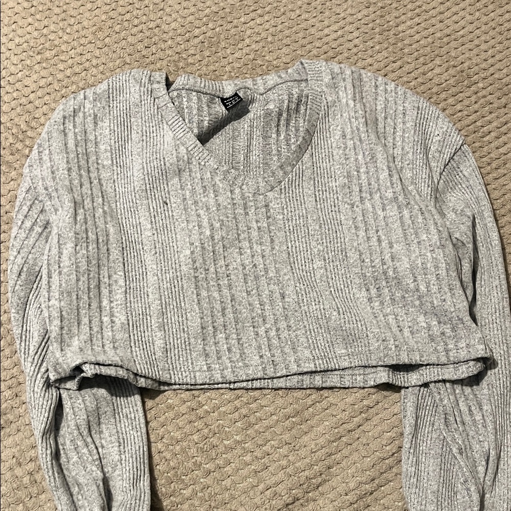 SHEIN Gray Ribbed Sweater